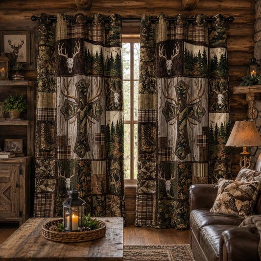 Rugged Cross and Antler Ridge Quilted Curtains SN0PT108