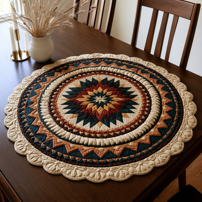 Rust Compass Custom Shape Quilted Table Topper NCU0LV227