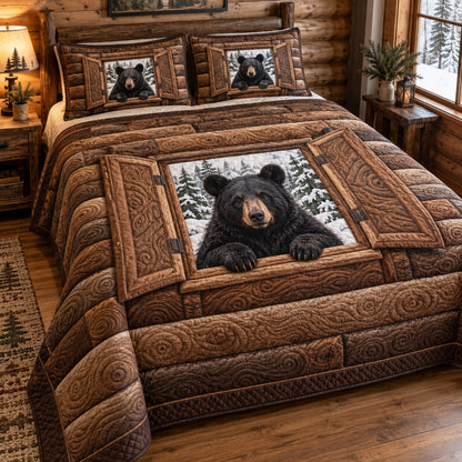 Rustic Bear 3-Piece Quilted Bedding Set SN0TV815
