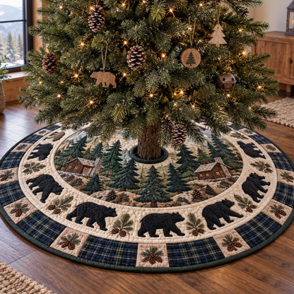 Rustic Bear Christmas Quilted Tree Skirt SN0TD623
