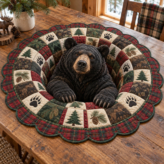 Rustic Bear Custom Shape Quilted Table Topper SN0TV700