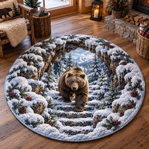 Rustic Bear Quilted Round Mat SN0TD957