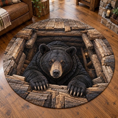 Rustic Bear Quilted Round Mat SN0TV718
