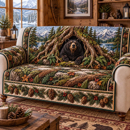 Rustic Bear Quilted Sofa Cover SN0TD1222