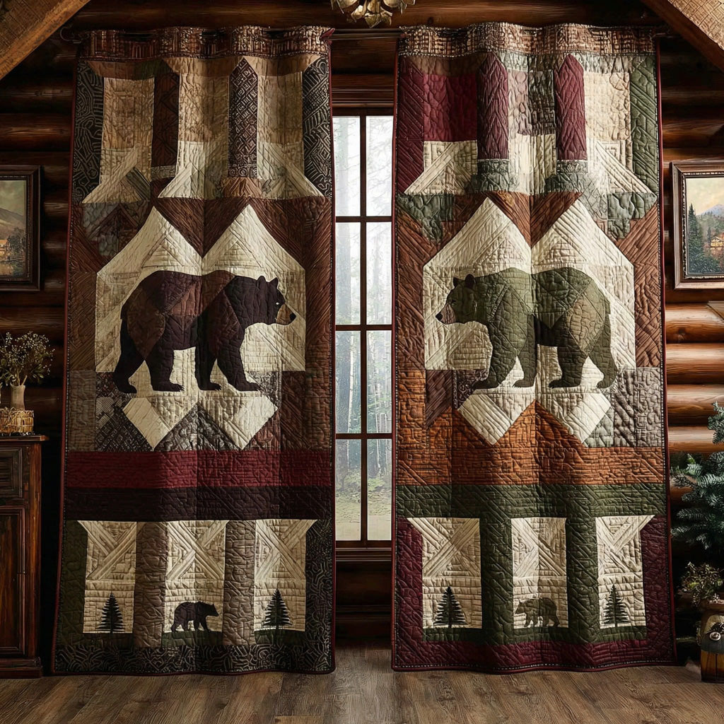 Rustic Bears Quilted Curtains NCU0DH748