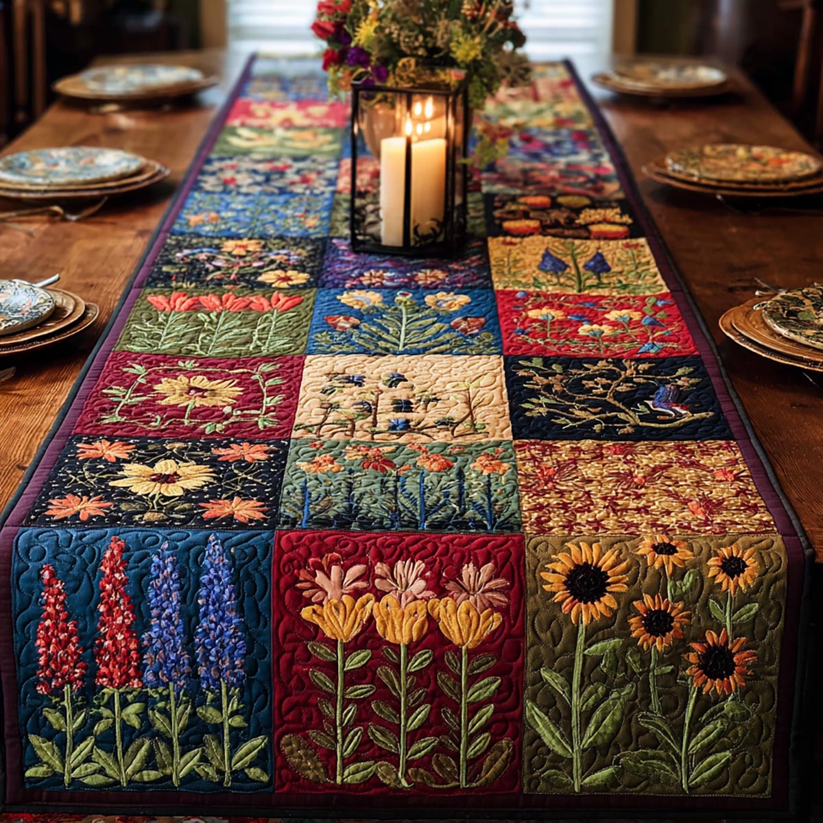 Rustic Bloom Quilted Table Runner NCU0NVH893