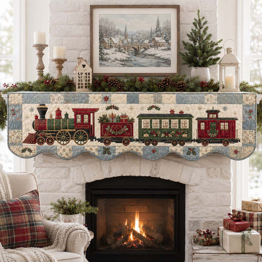 Rustic Blue Express Quilted Mantel Scarf SN0HH0279