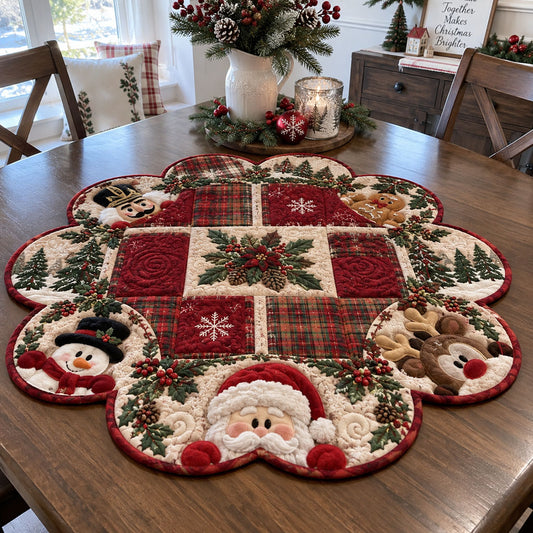 Rustic Christmas Hearth Custom Shape Quilted Table Topper SN0PT1107