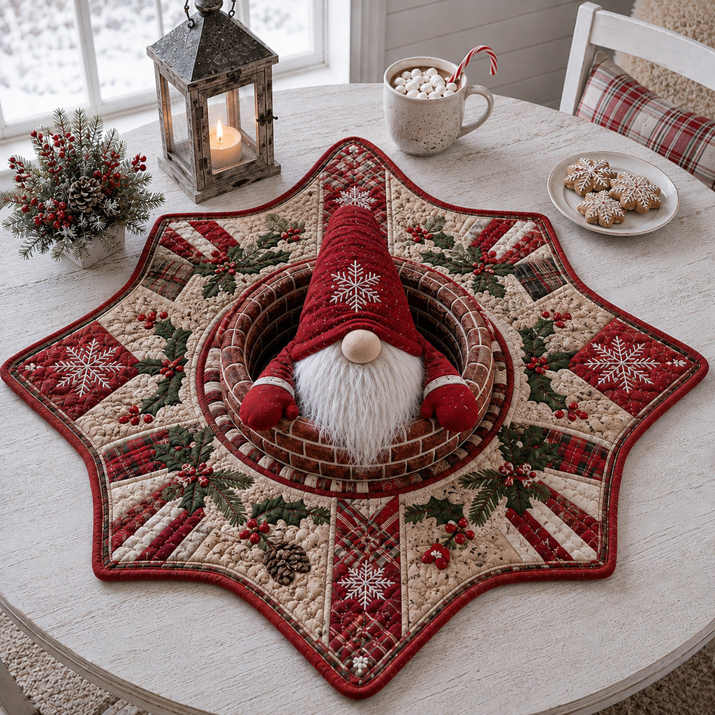 Rustic Gnome Star Custom Shape Quilted Table Topper SN0HH0065