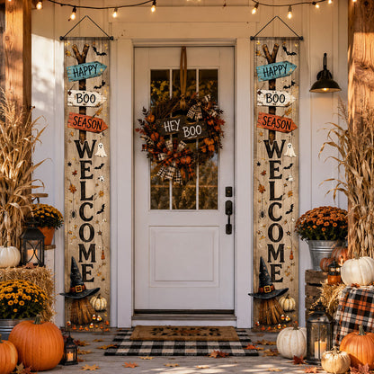 Rustic Halloween Crossing Welcome Door Banner SN0PT314