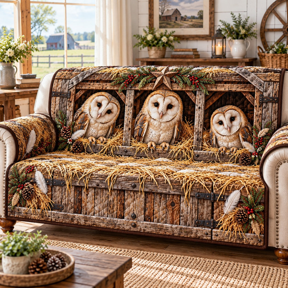 Rustic Hay Barn Quilted Sofa Cover SN0TD1368