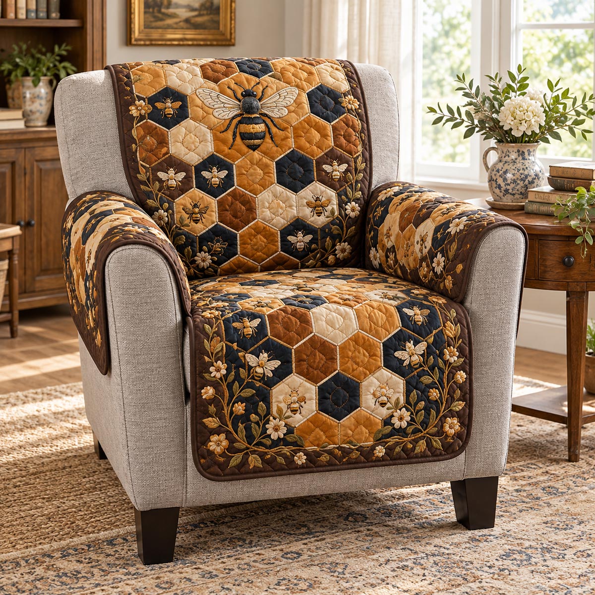 Rustic Honeycomb Garden Quilted Sofa Cover SN0DV1042