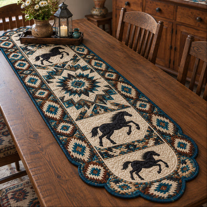 Rustic Horse Haven Custom Shape Quilted Table Runner SN0PT1081