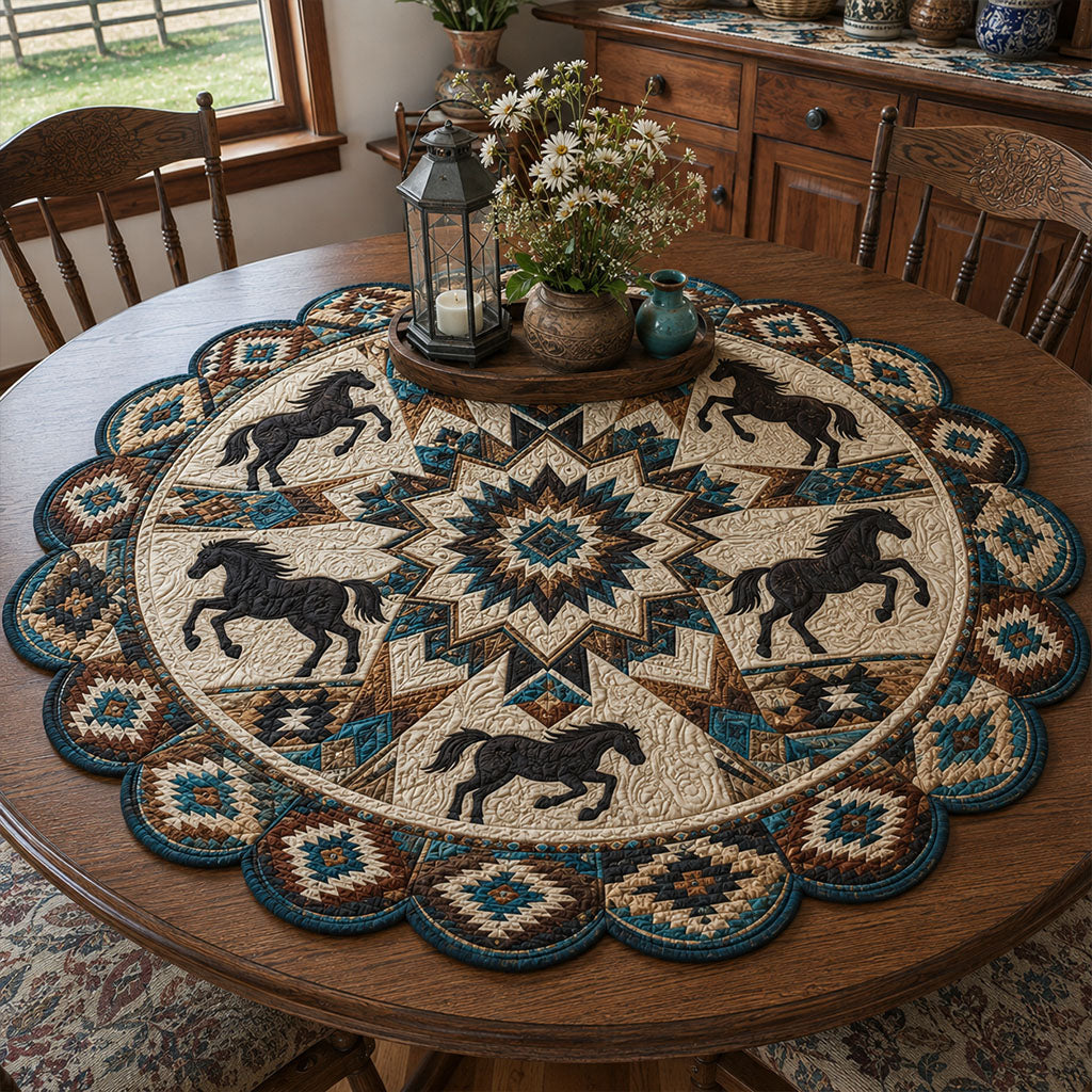 Rustic Horse Haven Custom Shape Quilted Table Topper SN0PT857