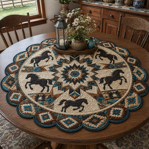 Rustic Horse Haven Custom Shape Quilted Table Topper SN0PT857