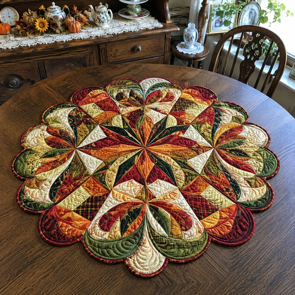 Rustic Maple Glow Custom Shape Quilted Table Topper SN0PT482