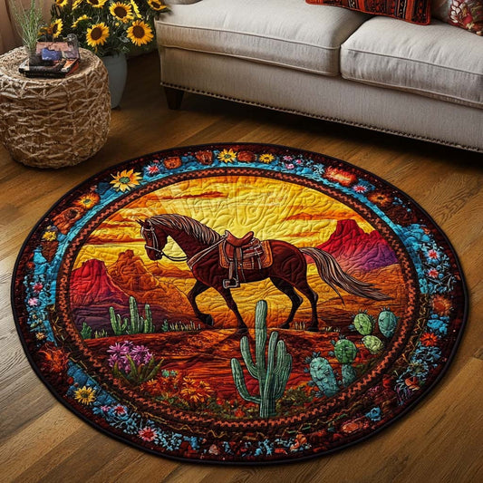 Rustic Meadow Quilted Round Mat NCU0VH2256