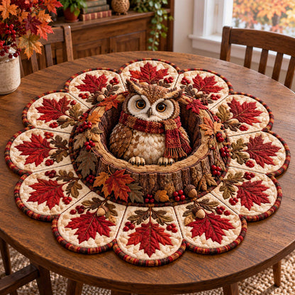 Rustic Owl Custom Shape Quilted Table Topper SN0TD920