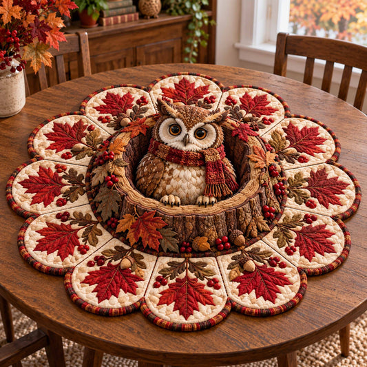 Rustic Owl Custom Shape Quilted Table Topper SN0TD920