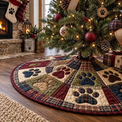 Rustic Paw Christmas Christmas Quilted Tree Skirt SN0DV672