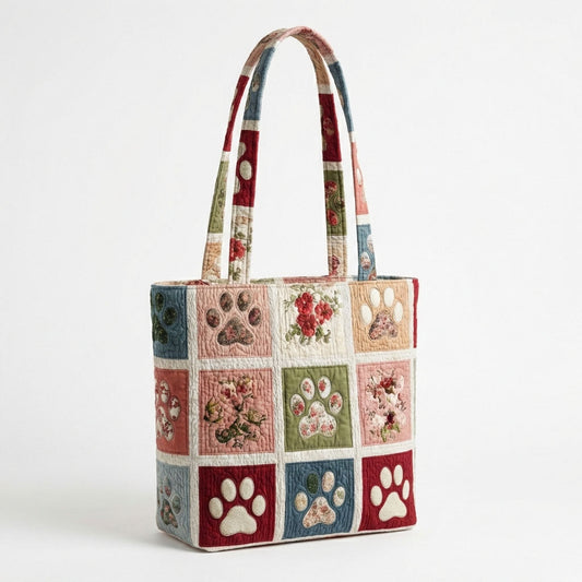 Rustic Paw Garden Quilted Zipper Tote Bag SN0PT007