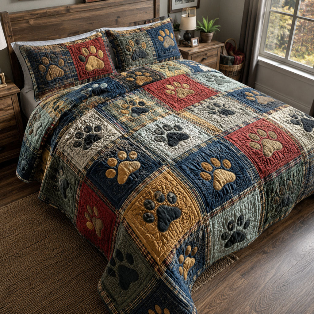 Rustic Paw Trails 3-Piece Quilted Bedding Set SN0PT248