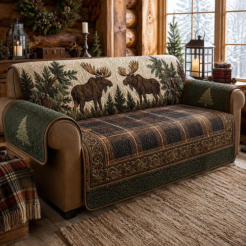 Rustic Pine Lodge Quilted Sofa Cover SN0DV174
