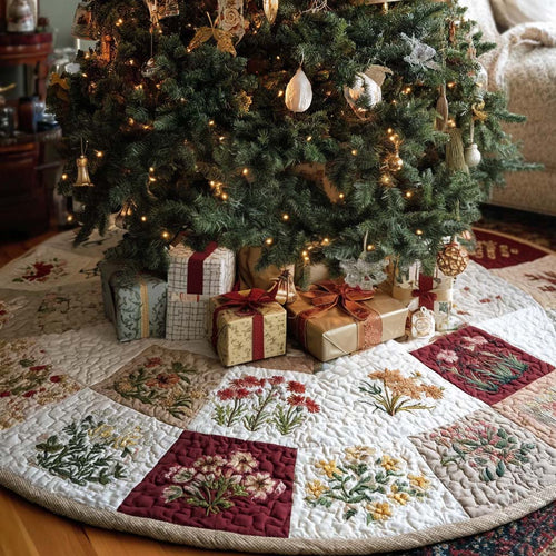 Rustic Posies Christmas Quilted Tree Skirt NCU0NNT2417
