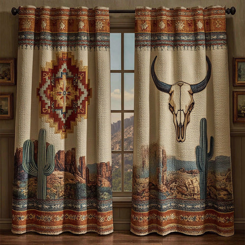 Rustic Prairie Skull Quilted Curtains NCU0DH867