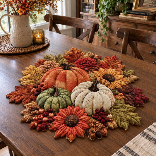Rustic Pumpkin Bouquet Custom Shape Quilted Table Topper SN0DV196
