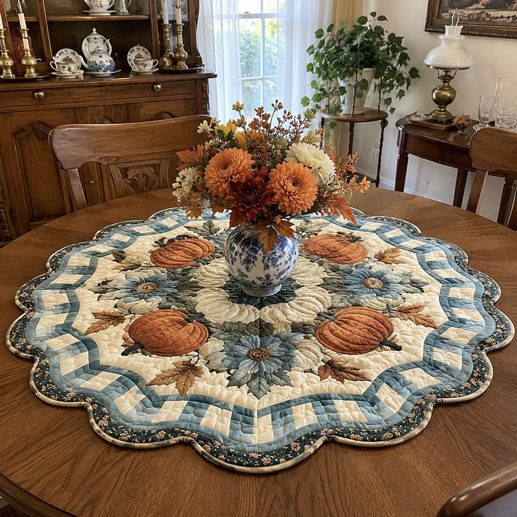 Rustic Pumpkin Charm Custom Shape Quilted Table Topper SN0PT483