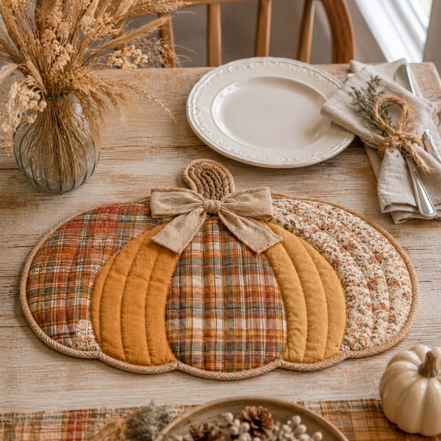 Rustic Pumpkin Custom Shape Quilted Placemat SN0TD031