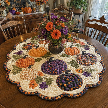 Rustic Pumpkin Gathering Custom Shape Quilted Table Topper SN0PT556