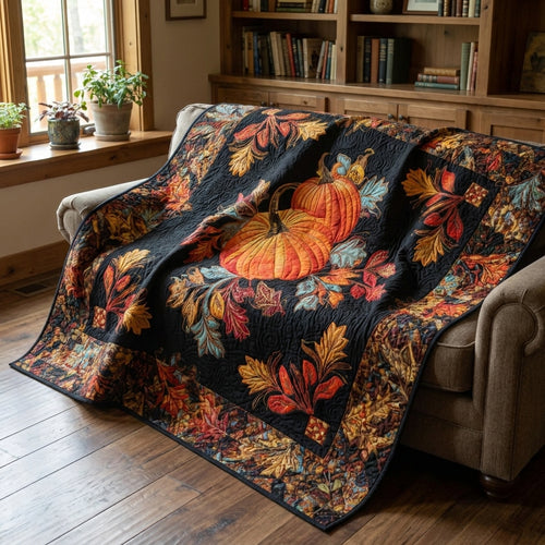 Rustic Pumpkin Harvest Quilted Blanket SN0PT199