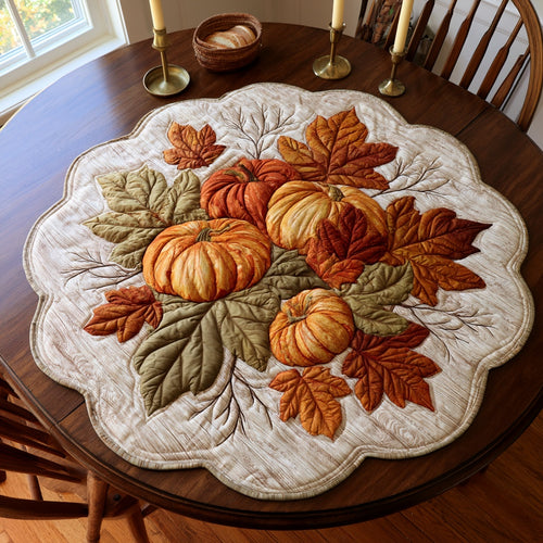 Rustic Pumpkins Custom Shape Quilted Table Topper NCU0LV153