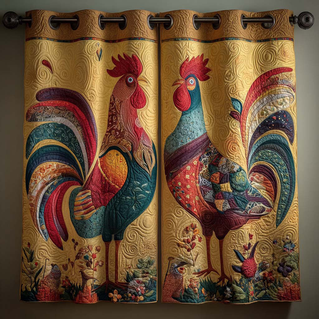 Rustic Rooster Quilted Curtains NCU0QQ251