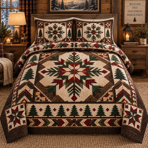 Rustic Snowflake 3-Piece Quilted Bedding Set SN0HH0615