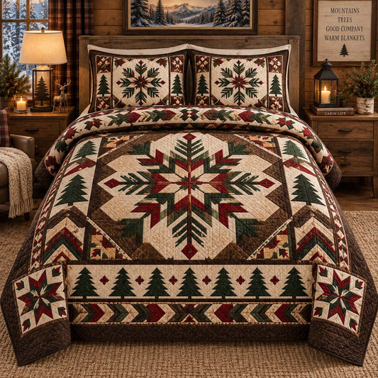 Rustic Snowflake 3-Piece Quilted Bedding Set SN0HH0615