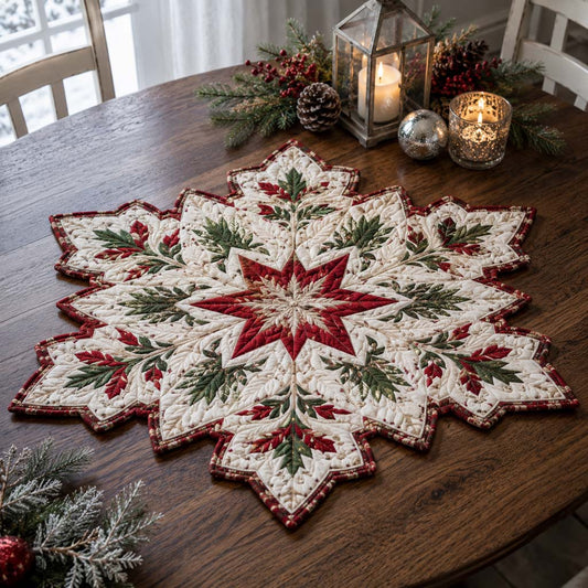 Rustic Starburst Snowflake Custom Shape Quilted Table Topper SN0HH0298