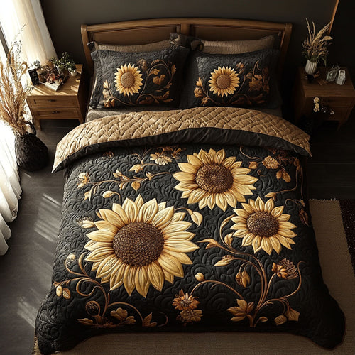 Rustic Sunflower Quilted Bedding Set NCU0DV095
