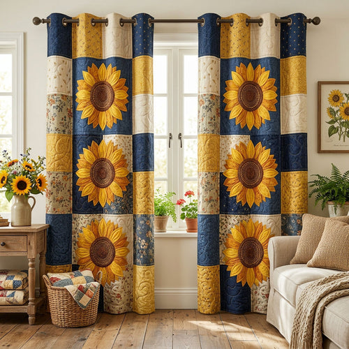 Rustic Sunflower Quilted Curtains NCU0ND71