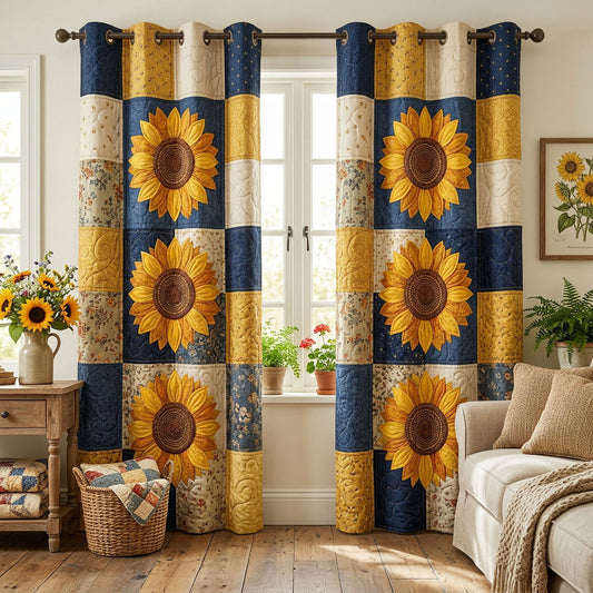 Rustic Sunflower Quilted Curtains NCU0ND71