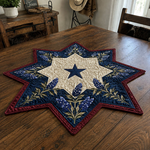 Rustic Texas Flower Custom Shape Quilted Table Topper SN0PT859