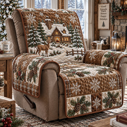 Rustic Woodland Cabin Quilted Sofa Cover SN0DV947