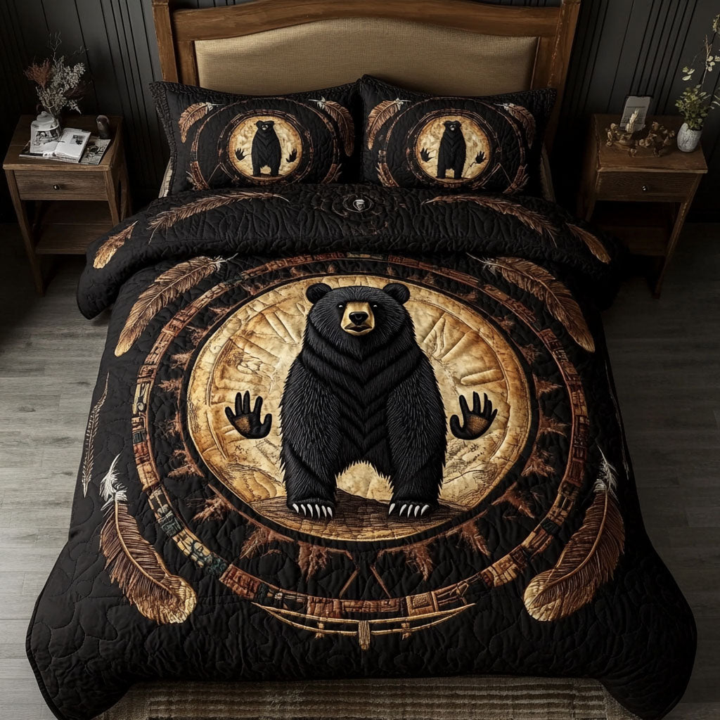 Sacred Bear Totem 3-Piece Quilted Bedding Set NCU0DK3474
