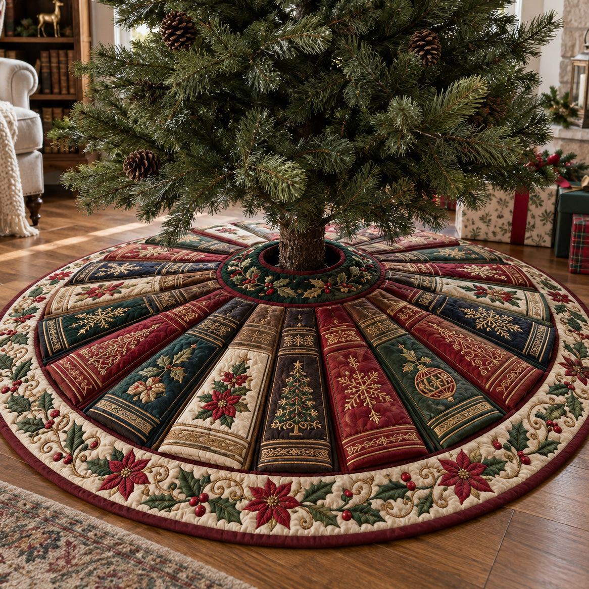 Sacred Bethlehem Christmas Quilted Tree Skirt SN0TV585