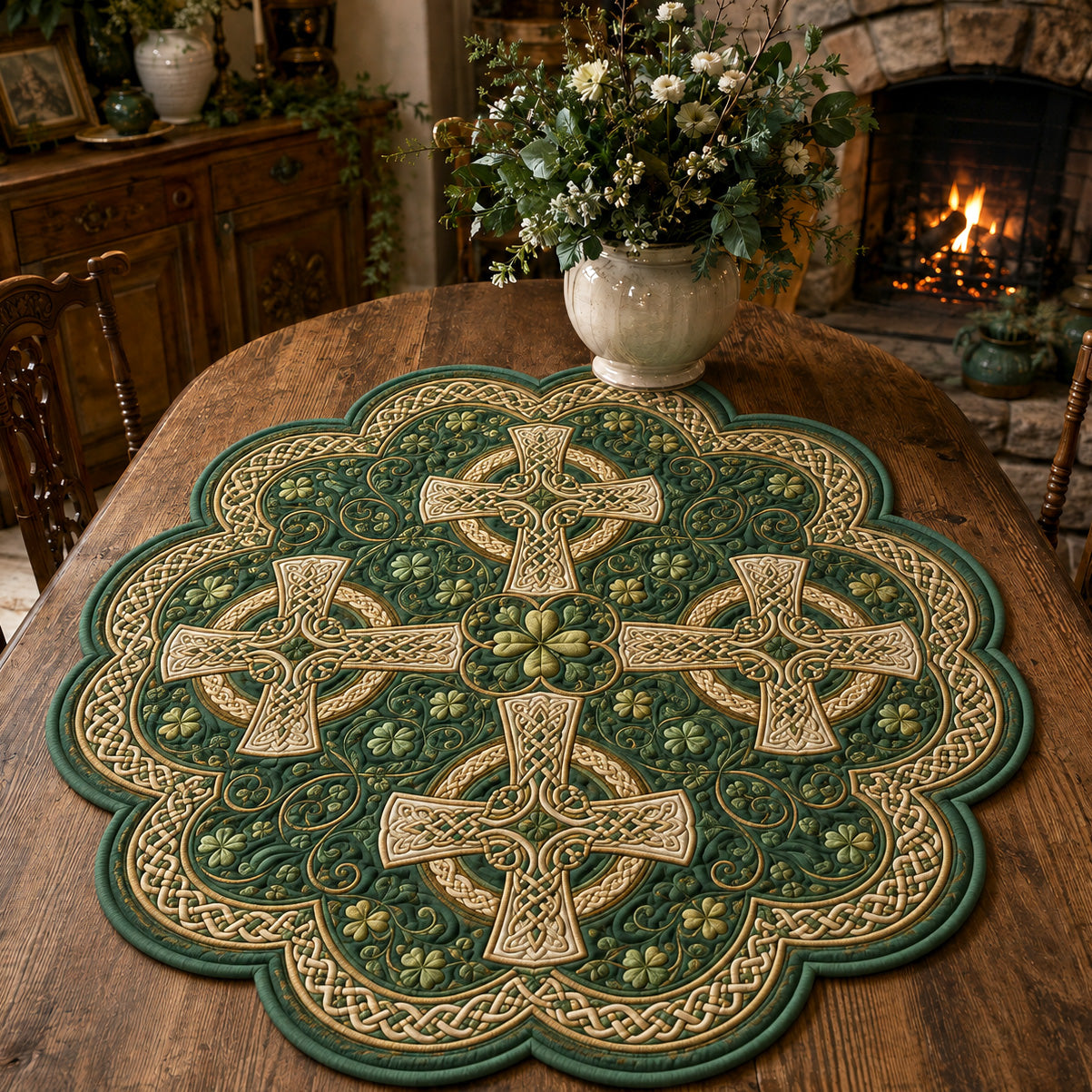 Sacred Celtic Custom Shape Quilted Table Topper SN0TV191