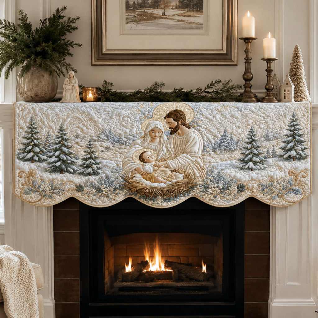 Sacred Christmas Family Quilted Mantle Scarf SN0PT659