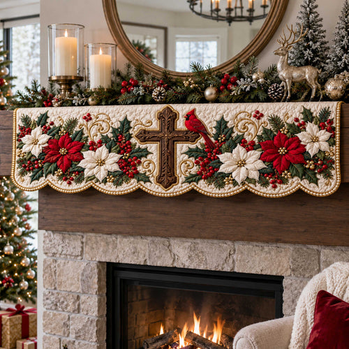 Sacred Cross Quilted Mantel Scarf SN0TD613