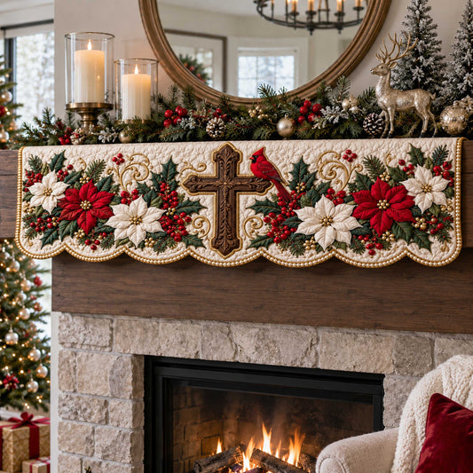 Sacred Cross Quilted Mantel Scarf SN0TD613